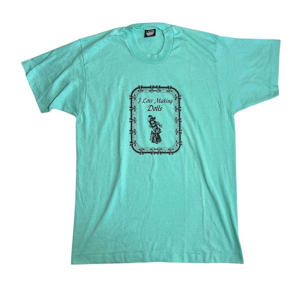 Vintage-Inspired 'I Love Making Dolls' Mint Green Graphic Tee